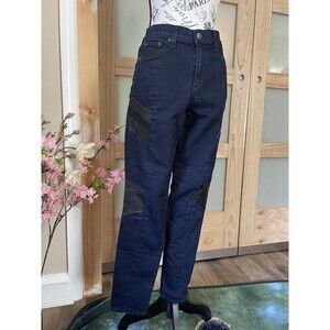 Rag & Bone Lamb Leather Panel Motocross Jeans in Midnight Size 32